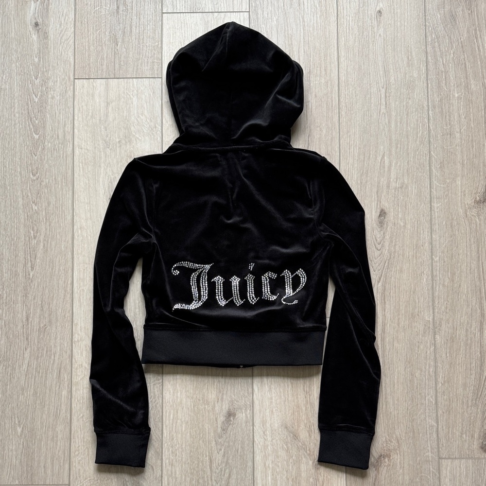 Juicy Couture Liquorice OG Big Bling Velour Hoodie